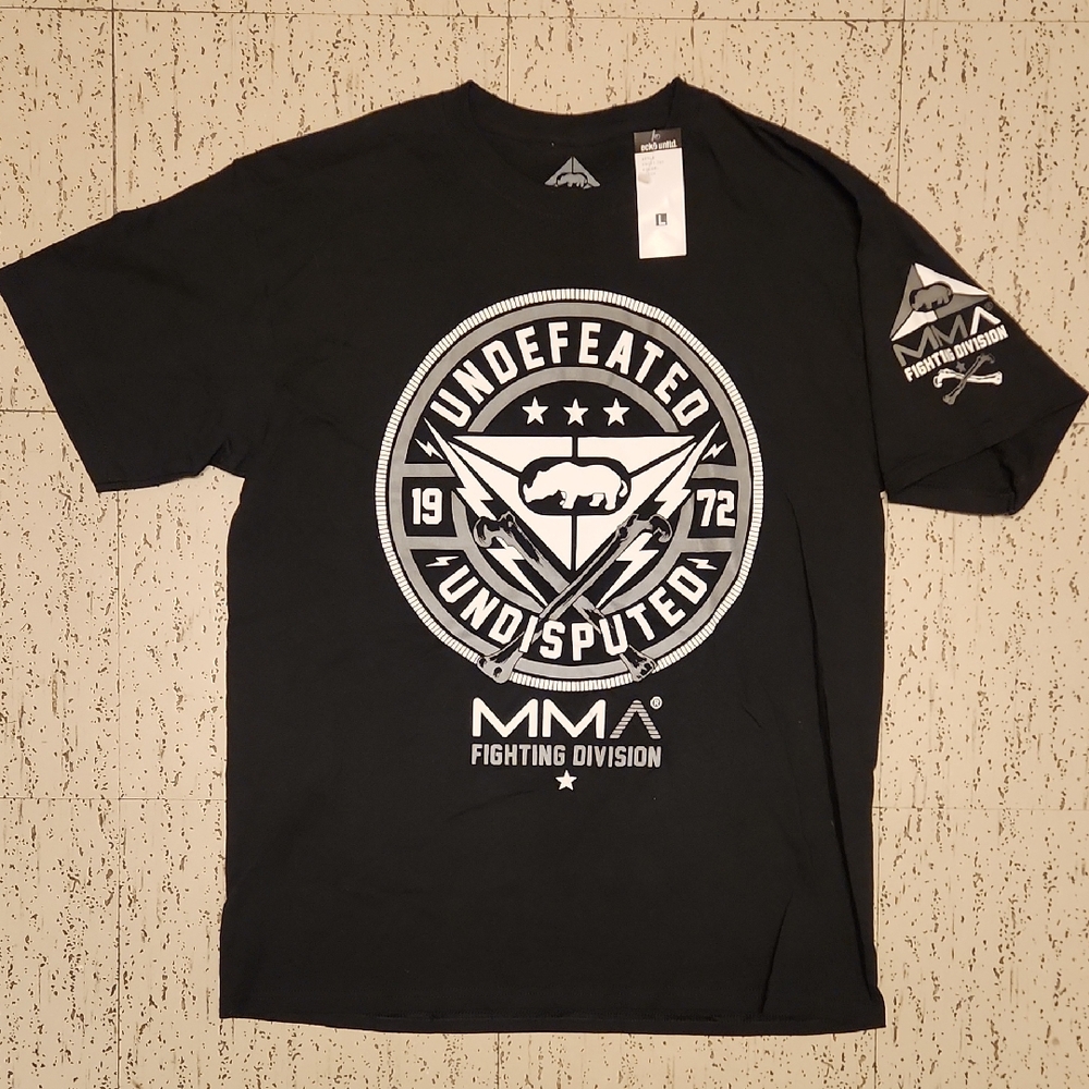 Ecko Mma Fighting Division Black, White & Gray Full Graphic Crewneck T-Shirt